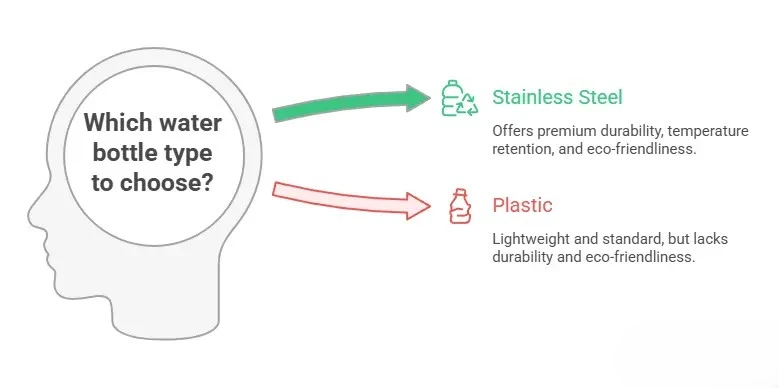 Stainless Steel vs Plastic Bottles - visual selection